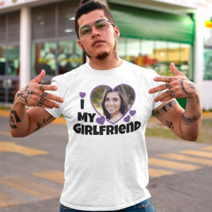 Camiseta Eu Amo Minha Namorada Personalizar Foto-Camisa