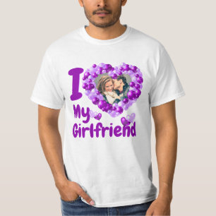 Camiseta Eu Amo Minha Namorada Purple Foto Personalizada Ca