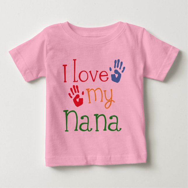 Camiseta Eu amo minha Nana Handprints (Frente)