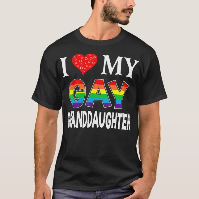 Camiseta Eu amo minha neta Gay LGBT Lésbica Arco-Íris (Frente)