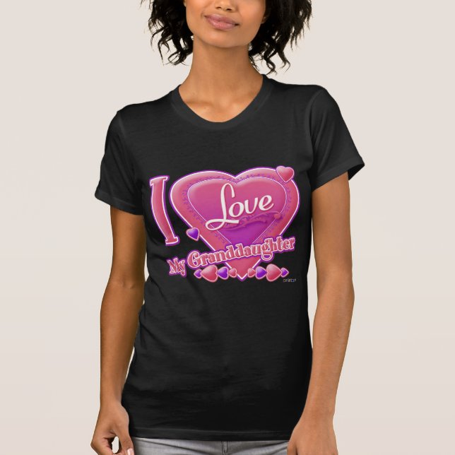 Camiseta Eu amo minha neta rosa/roxa - coração (Frente)