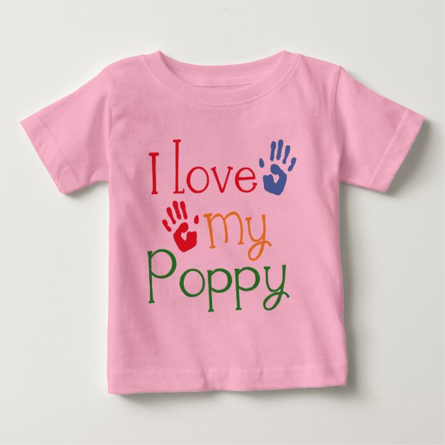 Camiseta Eu amo minha papoila (Handprints) (Frente)