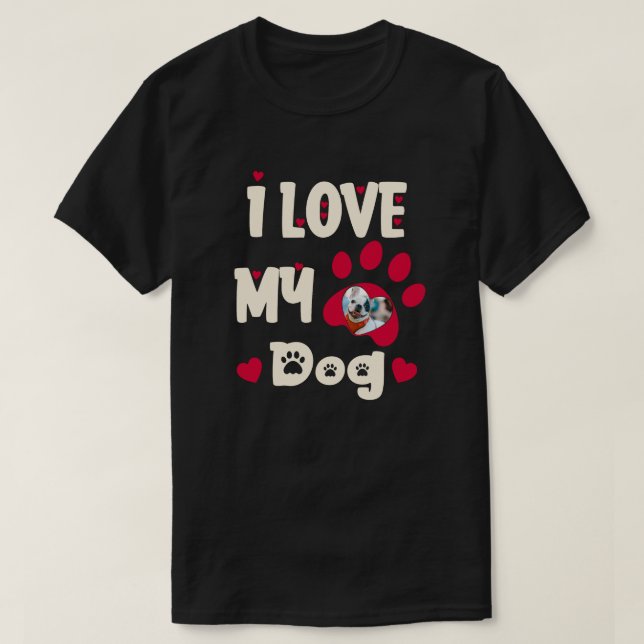 Camiseta Eu Amo Minha Pata De Cão Foto Personalizada (Frente do Design)