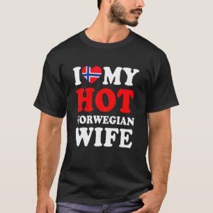 Camiseta Eu amo minha quente esposa norueguesa presente eng
