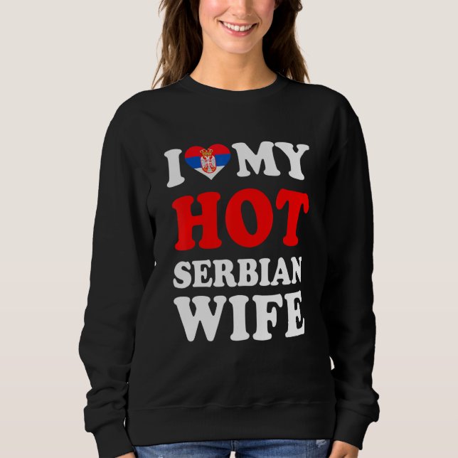 Camiseta Eu amo minha quente esposa sérvia presente engraça (Frente)