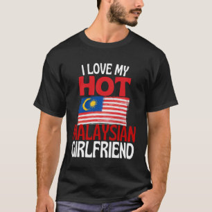 Camiseta Eu Amo Minha Quente Namorada Malaia Engraçado Malá