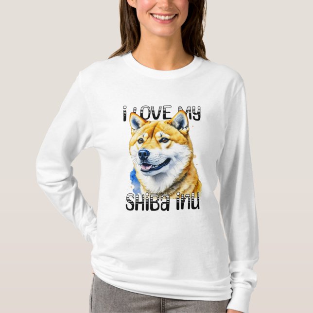 Camiseta Eu Amo Minha Shiba Inu | Proprietário do cão (Frente)
