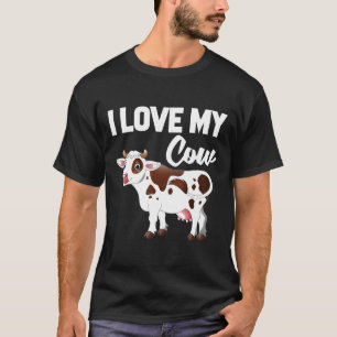 Camiseta Eu Amo Minha Vaca Para Homens Mulheres Crianças