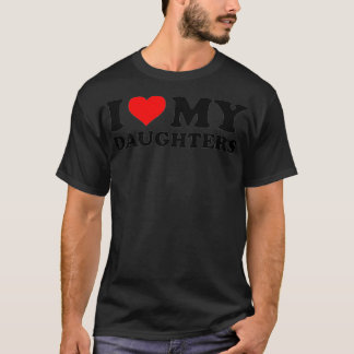 Camiseta Eu Amo Minhas Filhas Coração Vermelho Engraçado Eu