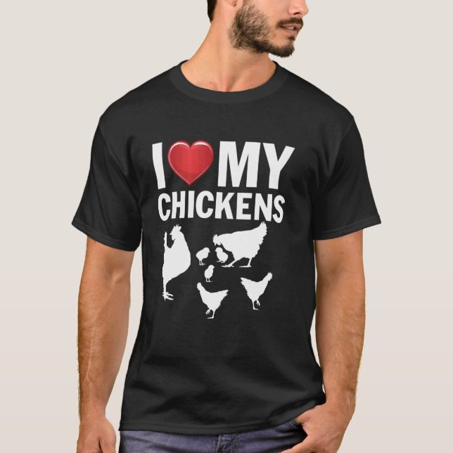 Camiseta Eu Amo Minhas Galinhas - Galinha (Frente)