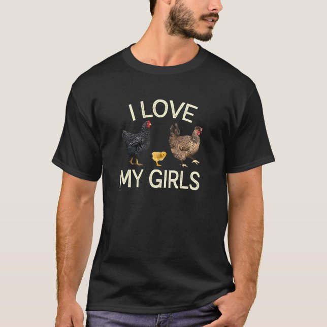 Camiseta Eu Amo Minhas Meninas Quando Galinha Fome Fazenda  (Frente)