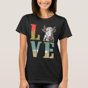 Camiseta Eu Amo Minhas Raças de Vaca Cachorro de Vaca Homen