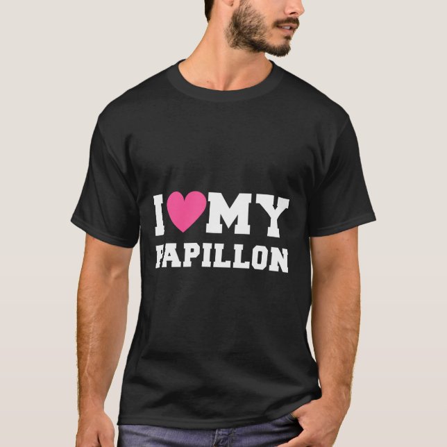 Camiseta Eu Amo Minhas Rações De Cachorro De Papillon (Frente)