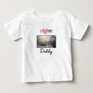 CAMISETA EU AMO MINHAS ROUPAS DE BEBÊ PAI FOTO PERSONALIZAD