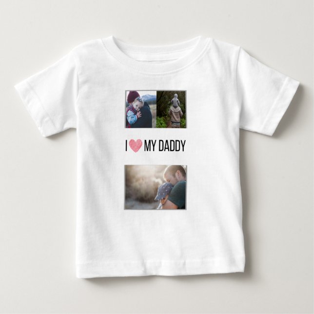 CAMISETA EU AMO MINHAS ROUPAS DE BEBÊ PAI FOTO PERSONALIZAD (Frente)