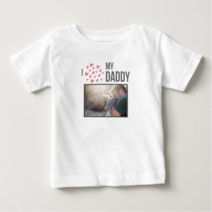 CAMISETA EU AMO MINHAS ROUPAS DE BEBÊ PAI FOTO PERSONALIZAD