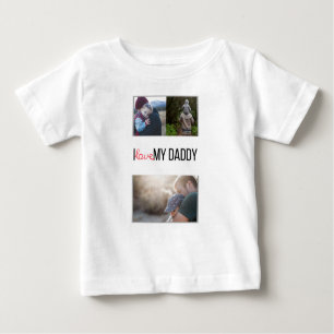 CAMISETA EU AMO MINHAS ROUPAS DE BEBÊ PAI FOTO PERSONALIZAD