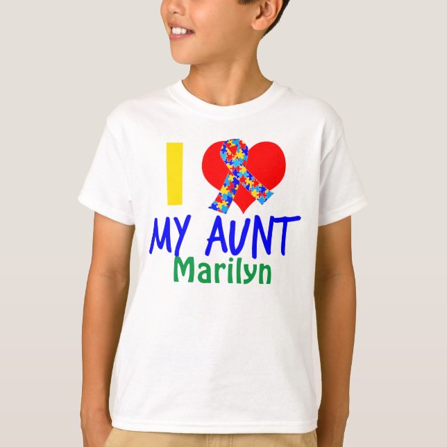 Camiseta Eu Amo Minhas Tia Autismo Sensibilizantes (Frente)