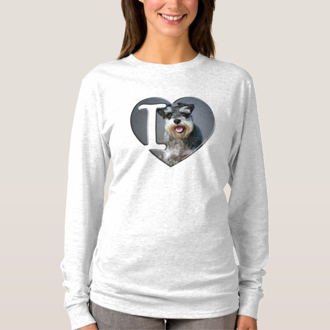 Camiseta Eu amo mini Schnauzers - (Frente)
