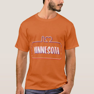 Camiseta Eu Amo Minnesota Texto Neon Colorido