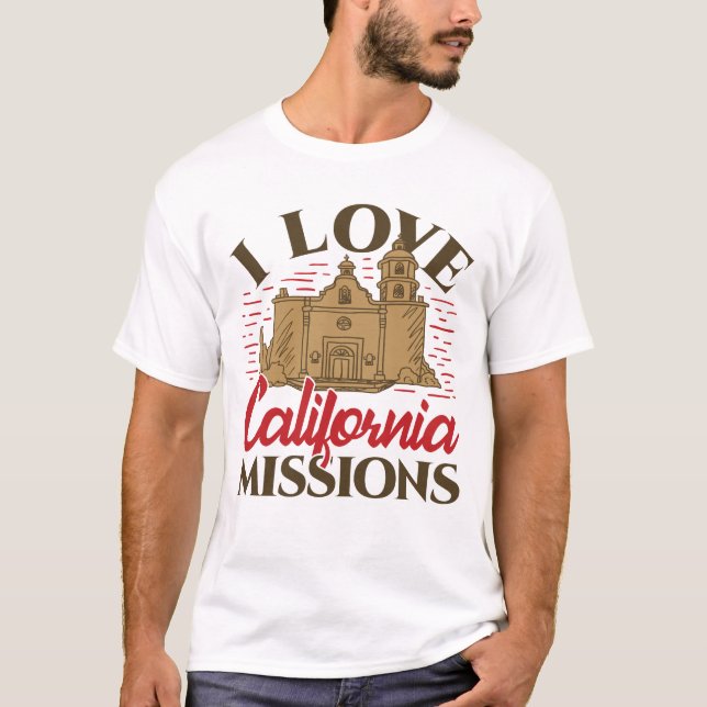 Camiseta Eu Amo Missões Da Califórnia (Frente)