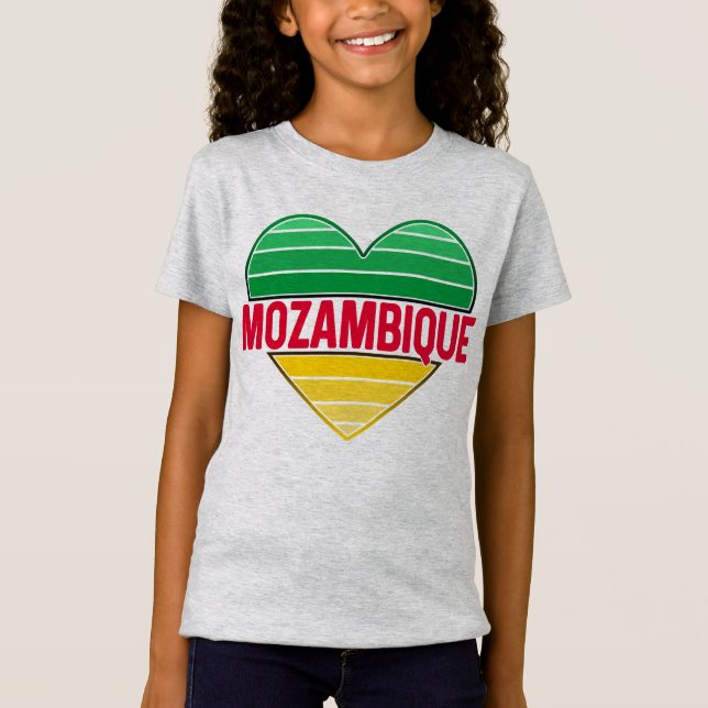 Camiseta Eu Amo Moçambique, Coração Mozambicano (Frente)