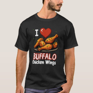 Camiseta Eu Amo Molho de Asa Quente de Frango Buffalo BBQ G