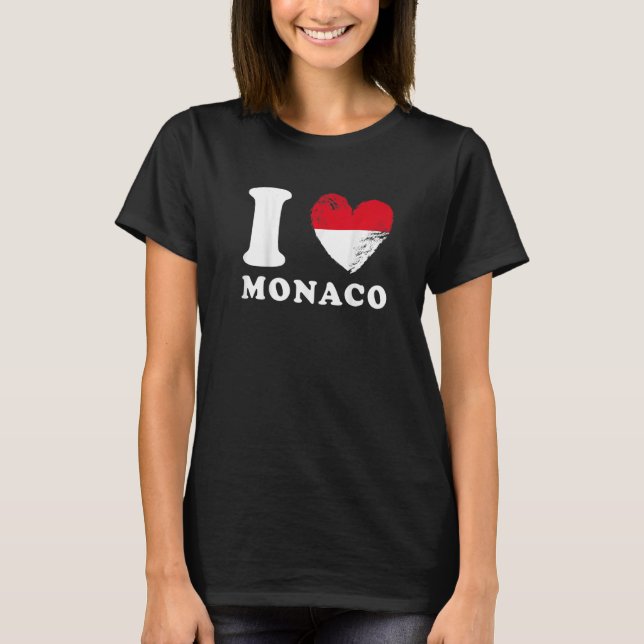 Camiseta Eu amo Mônaco Drapeau em forma de coeur Mônaco (Frente)