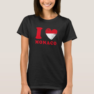 Camiseta Eu amo Mônaco Drapeau em forma de coeur Mônaco 1