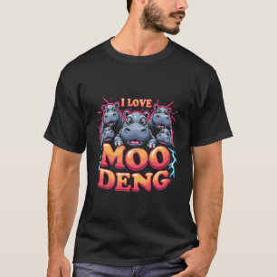 Camiseta Eu Amo Moo Deng Baby Hippo Amantes