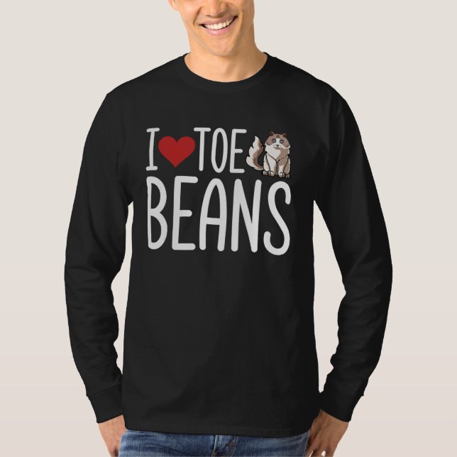 Camiseta Eu amo muito Beans  gato Ragdoll  de Natal (Frente)