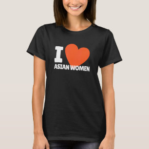 Camiseta Eu Amo Mulheres Asiáticas Coração Mulheres da Ásia