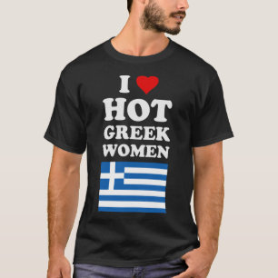 Camiseta Eu Amo Mulheres Grego Quentes Bandeiras De Grécia