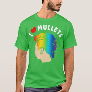 Camiseta Eu Amo Mullets Funny Mullet Rainbow Pride Sty