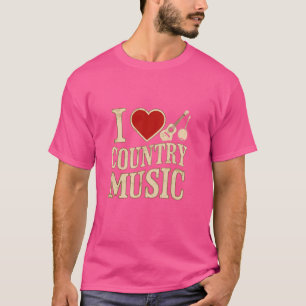 Camiseta Eu Amo Música Country Engraçado Banjo & Músico de