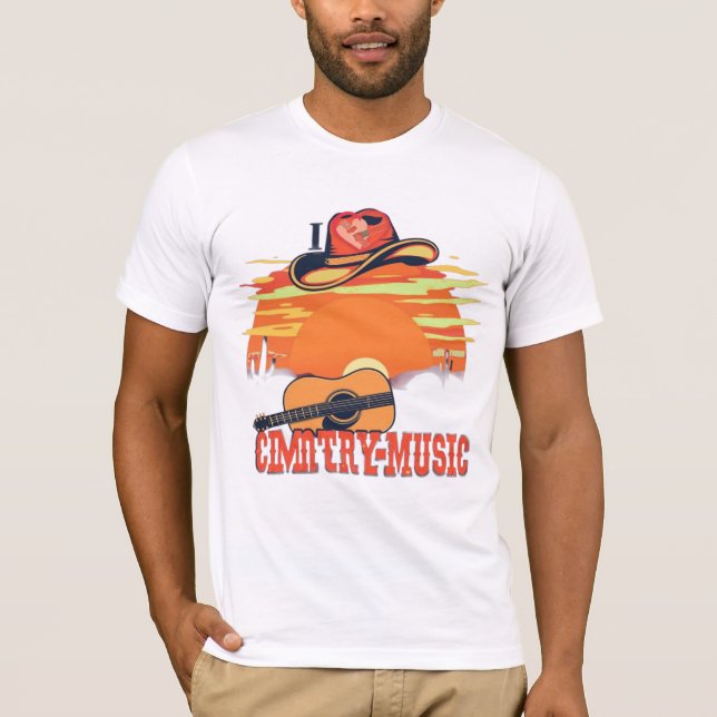 Camiseta Eu Amo Música country - Vintage Western Design (Frente)
