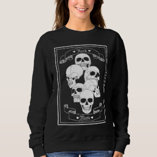 Camiseta Eu Amo Música de Rock Caveiras Goth Mulheres Preto