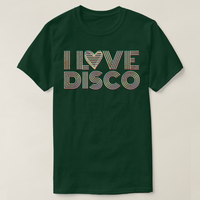 Camiseta Eu Amo Música Disco (Frente do Design)