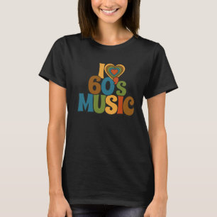 Camiseta Eu Amo Música dos Anos 60 em Cores Retrô para Aman
