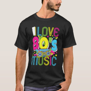 Camiseta Eu Amo Música dos Anos 80 Figurino Temático dos An