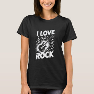 Camiseta Eu Amo Música Rock Entusiasta de Guitarra