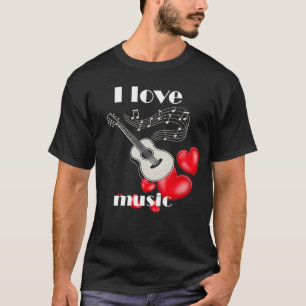 Camiseta Eu Amo Música - Violão e Corações