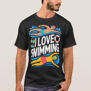 Camiseta Eu Amo Nadador de Piscina Diversão