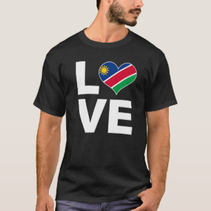 Camiseta Eu Amo Namíbia Heart Flag Namibia