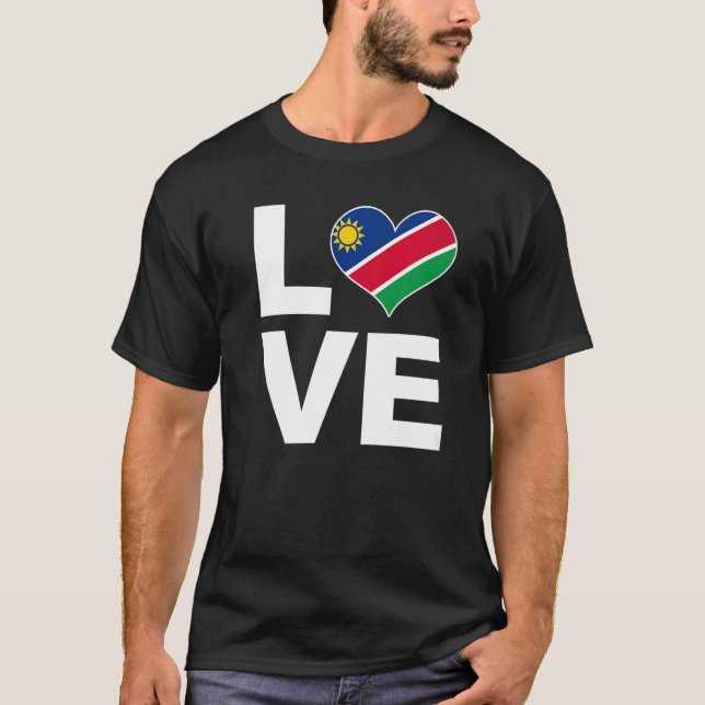 Camiseta Eu Amo Namíbia Heart Flag Namibia (Frente)