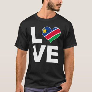 Camiseta Eu Amo Namíbia Heart Flag Namibia