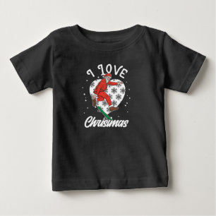 Camiseta Eu Amo Natal Snowboarding Papai Noel Engraçado