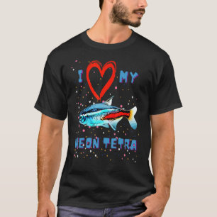 Camiseta Eu Amo Neon Tetras Vivo Peixes Azuis Néon Tetra