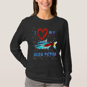 Camiseta Eu Amo Neon Tetras Vivo Peixes Azuis Néon Tetra