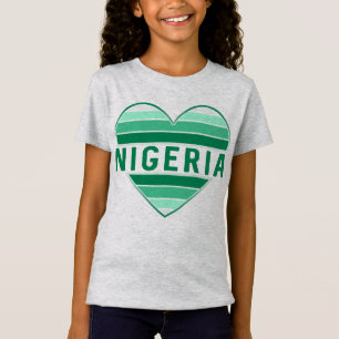 Camiseta Eu Amo Nigéria, Coração nigeriana